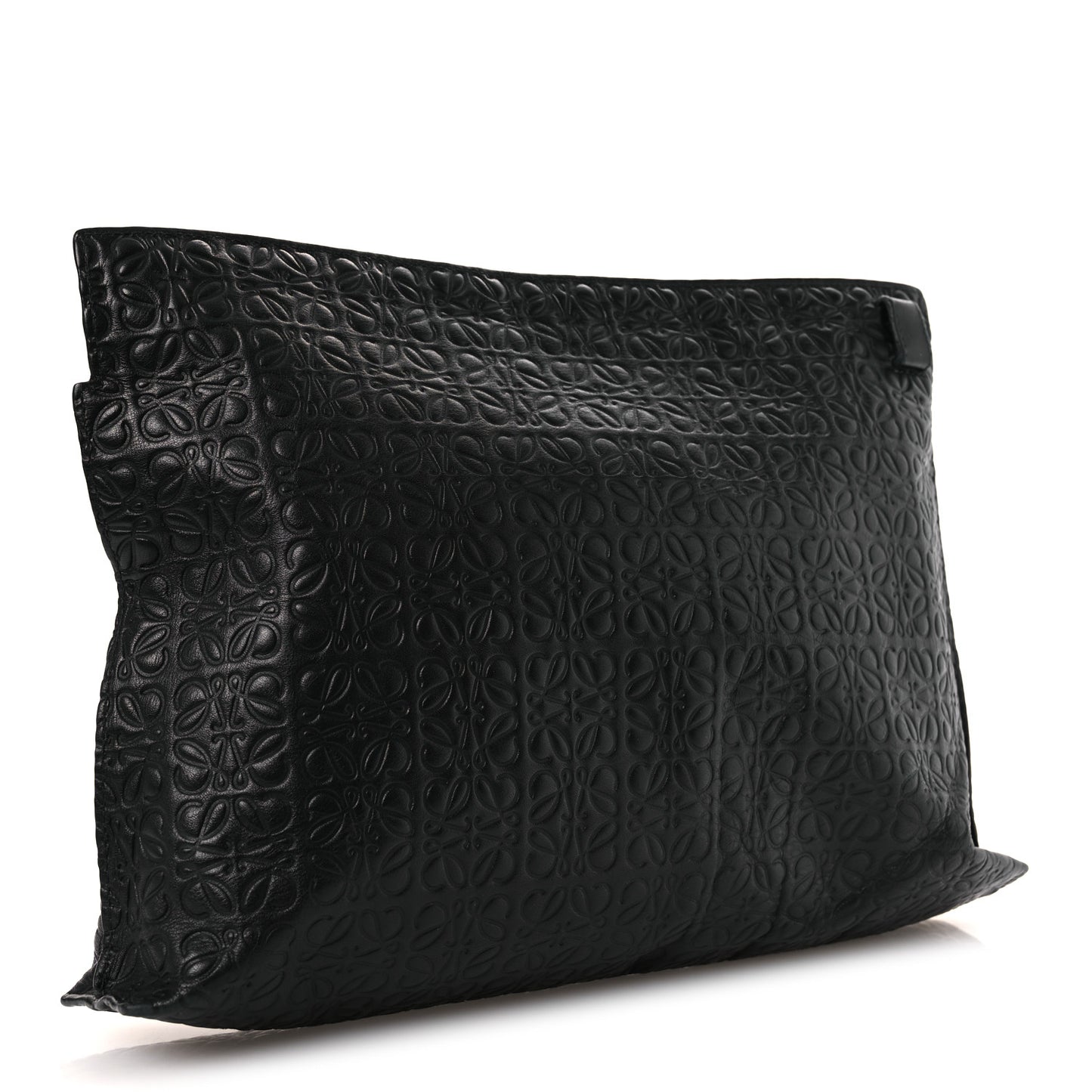Calfskin Embossed Repeat T Pouch Black