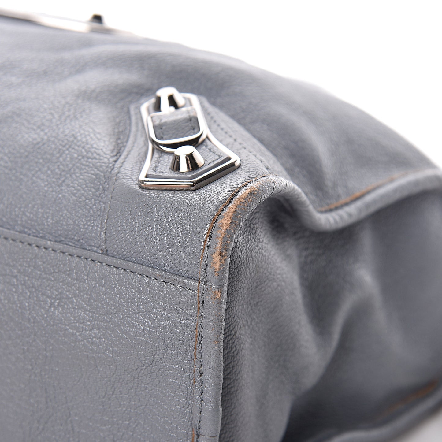 Chevre Silver Metallic Edge Hardware City Bleu Acier