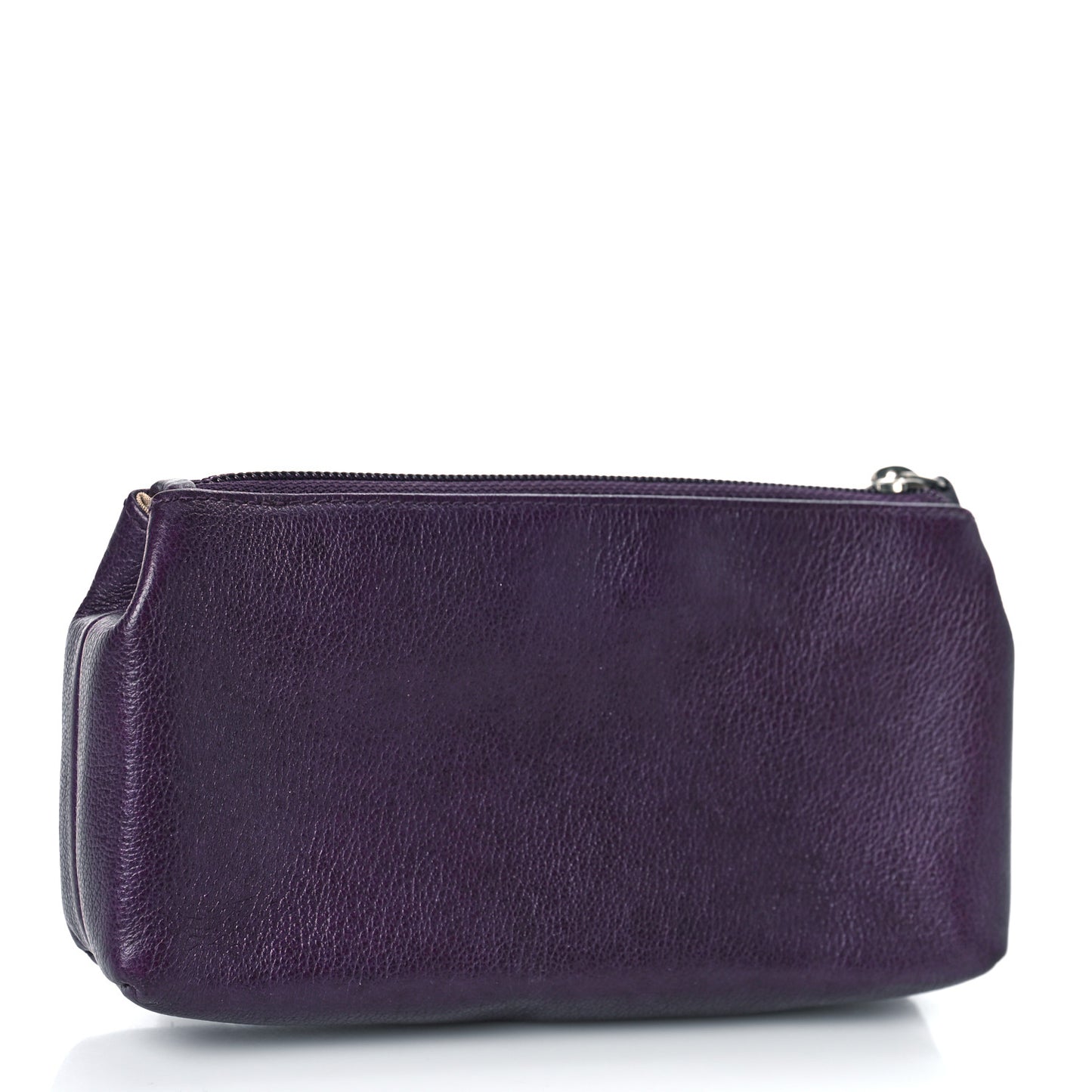 Goatskin Camellia Embossed Cosmetic Case Purple