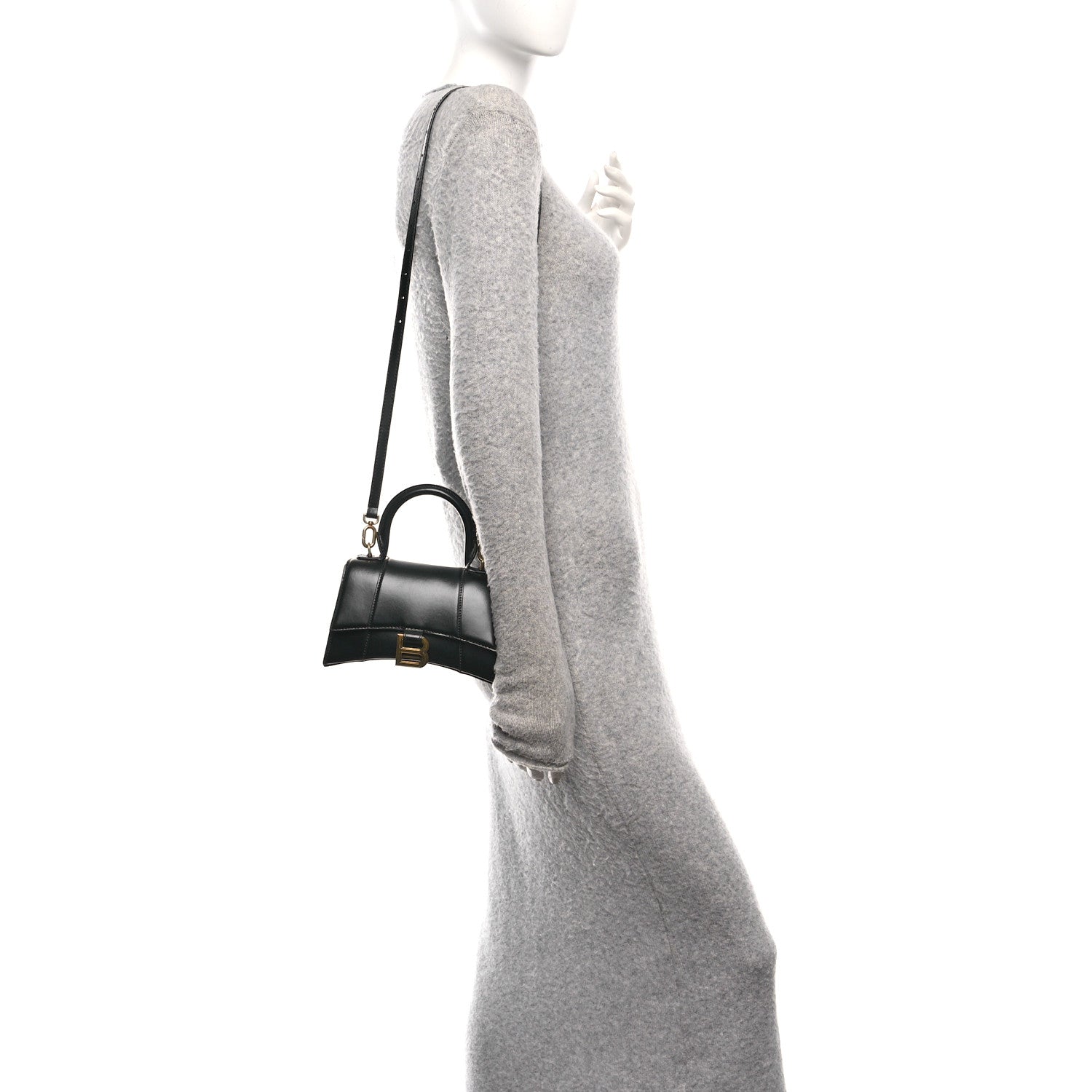 Balenciaga Shiny Box Calfskin Hourglass Top Handle Bag XS Black 2 of 11