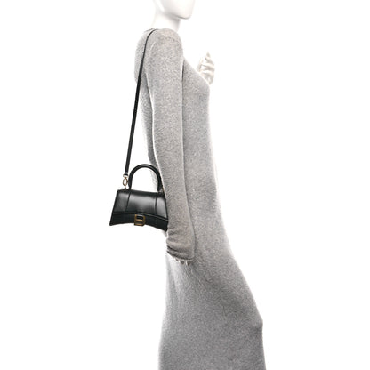 Balenciaga Shiny Box Calfskin Hourglass Top Handle Bag XS Black 2 of 11