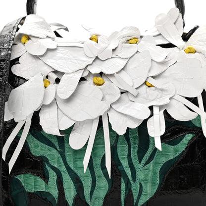 Nancy Gonzalez Crocodile Floral Lily Top Handle Bag 8 of 10