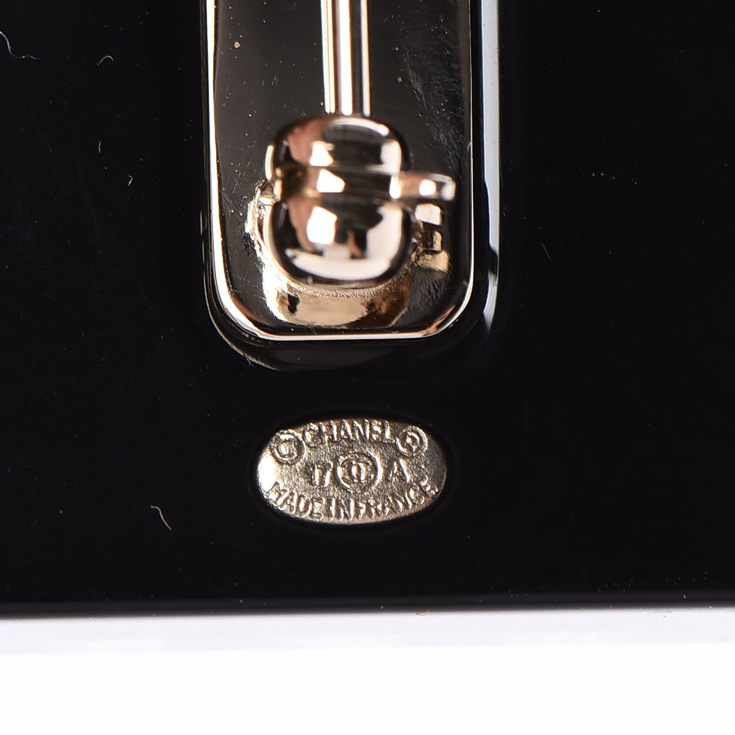 Resin Strass Perfume Bottle CC Brooch Black Gold