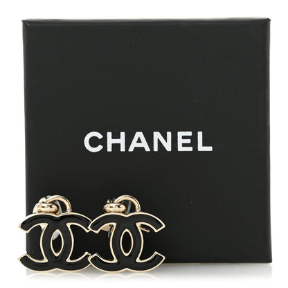 Chanel Enamel CC Drop Earrings Black 5 of 5