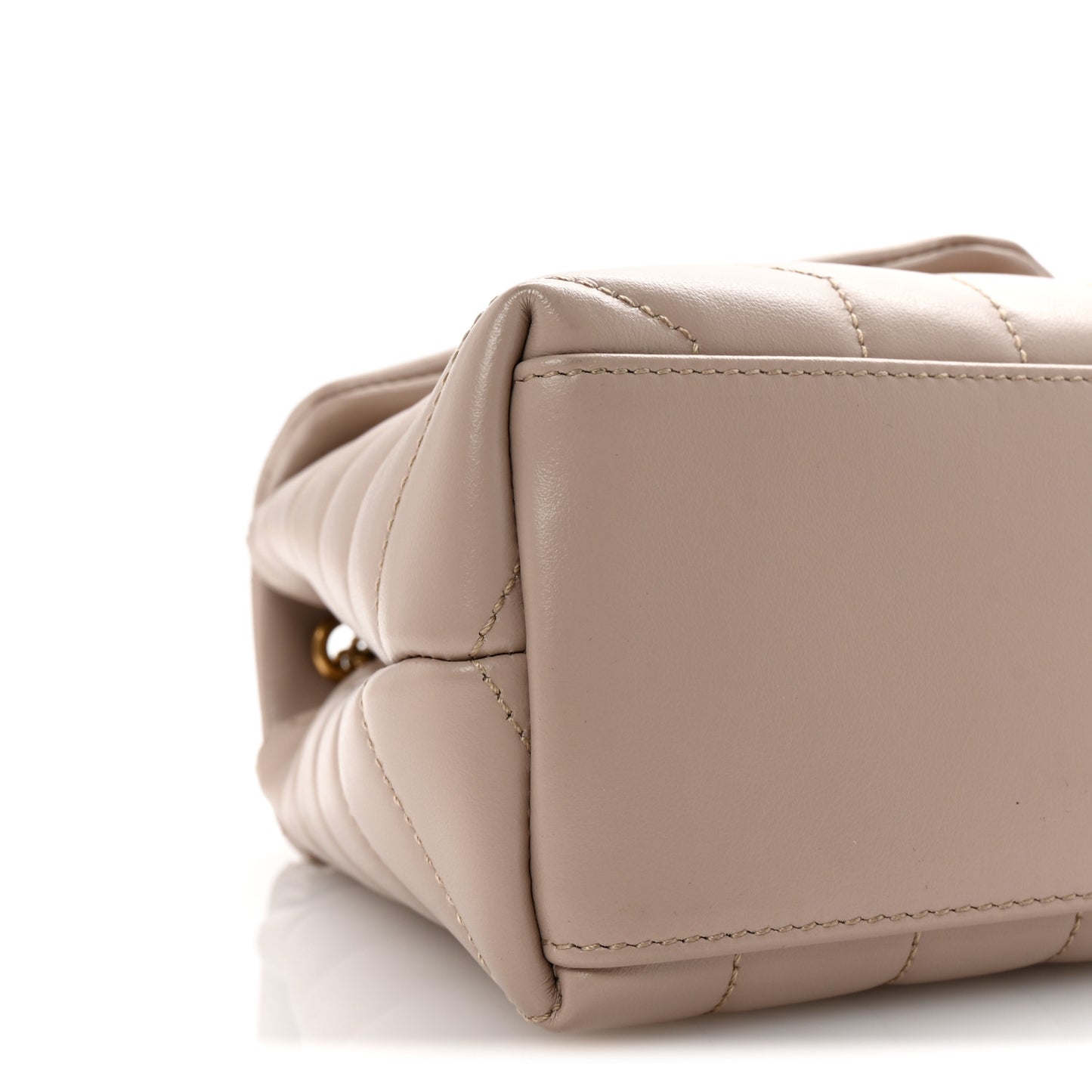 Calfskin Y Quilted Monogram Small Loulou Chain Satchel Dark Beige