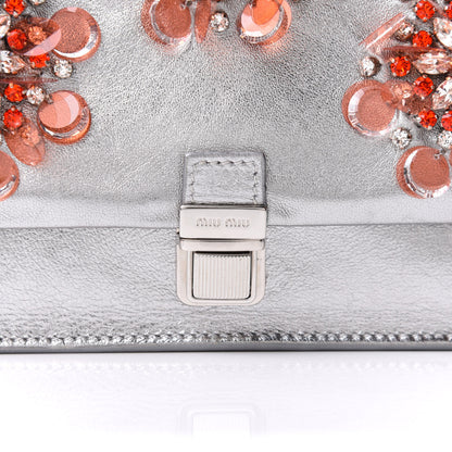 Miu Miu Metallic Embellished Crystal Shoulder Bag Silver 7 of 9