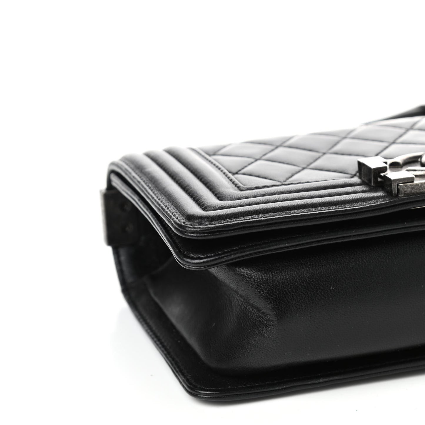 Lambskin Quilted Small Boy Flap Black