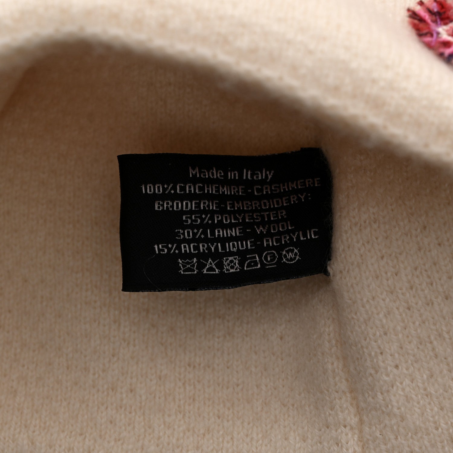 Chanel Cashmere CC Beanie Hat White Pink 5 of 6