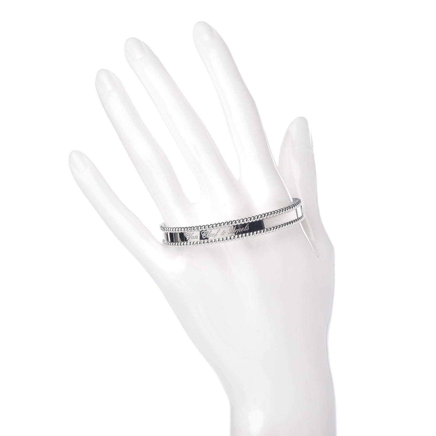 18K White Gold Perlee Signature Bangle Bracelet S