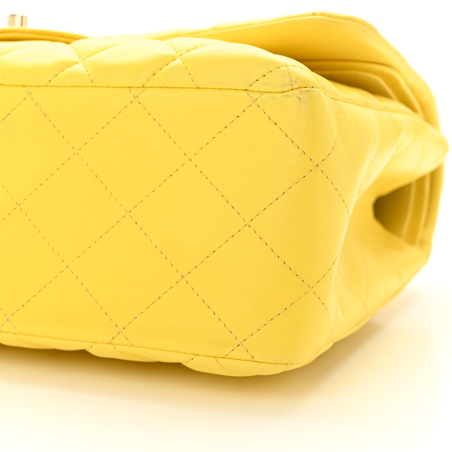 Lambskin Quilted Jumbo Double Flap Yellow