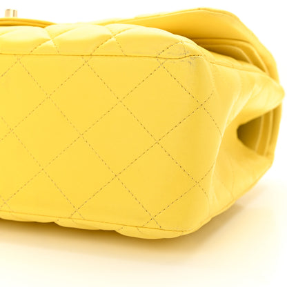 Chanel Lambskin Quilted Jumbo Double Flap Yellow 10 of 18