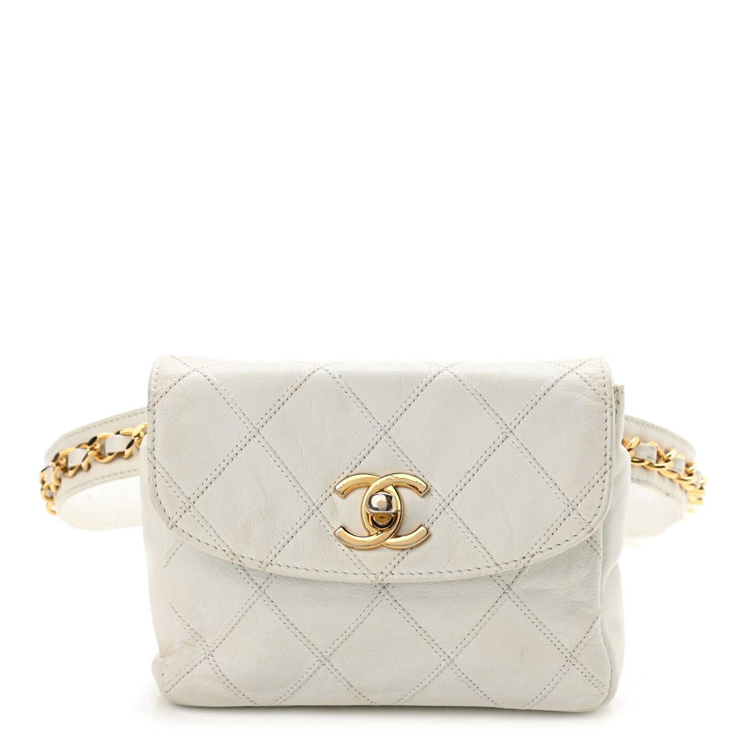 Chanel Lambskin Quilted Flap Waist Belt Bag 70 28 White 1 of 17
