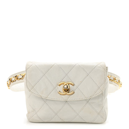 Chanel Lambskin Quilted Flap Waist Belt Bag 70 28 White 1 of 17