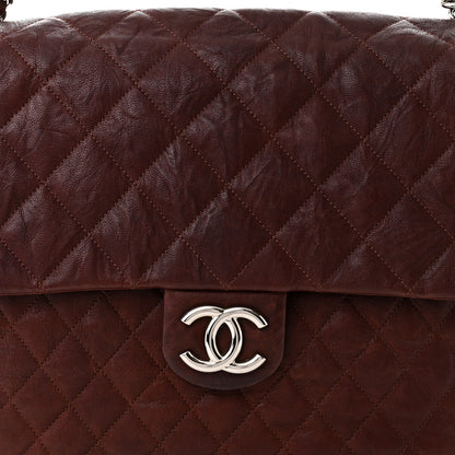 Chanel Washed Lambskin Quilted Chain Around Maxi Flap Dark Brown 8 of 12
