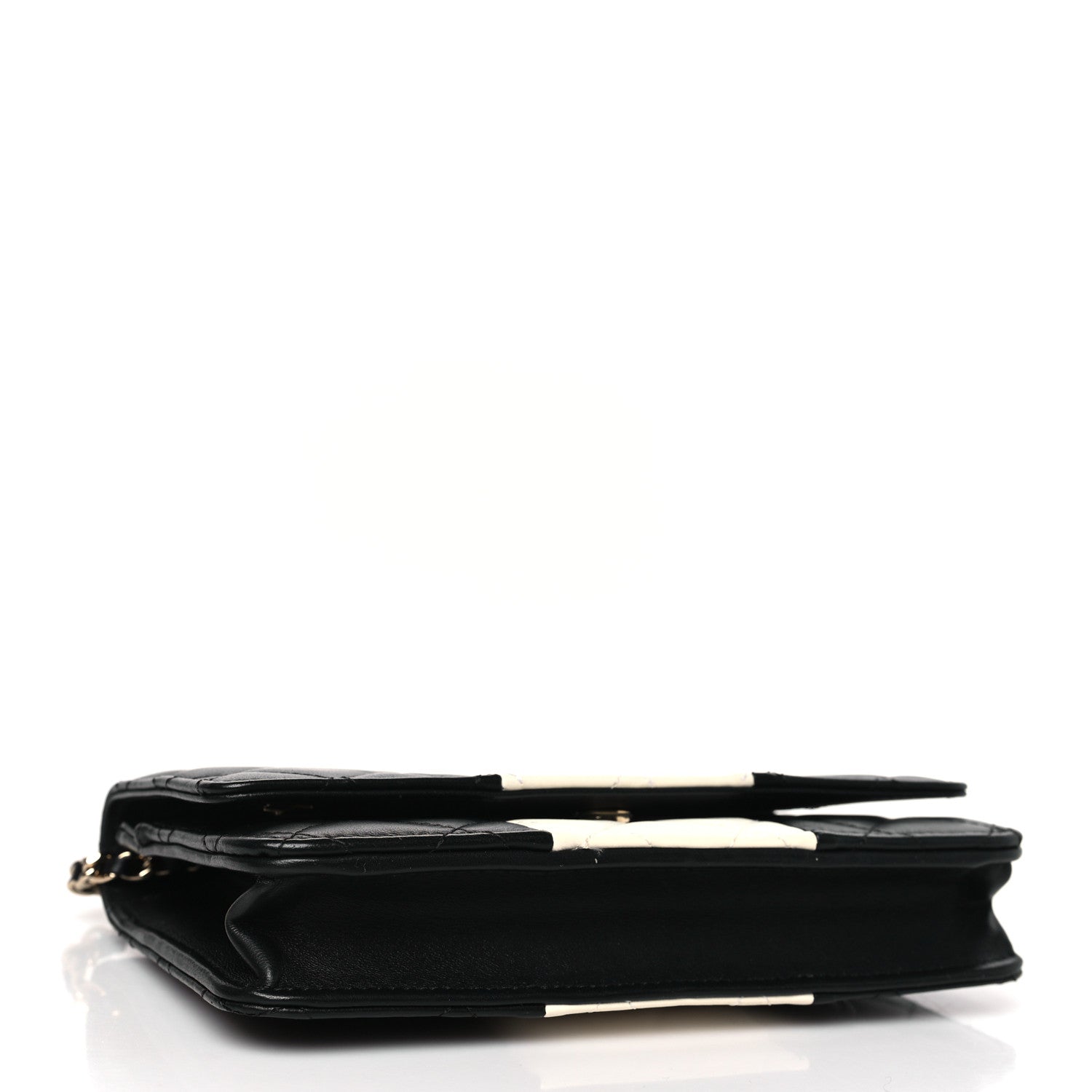 Chanel Lambskin Quilted Wallet On Chain WOC White Black 4 of 10