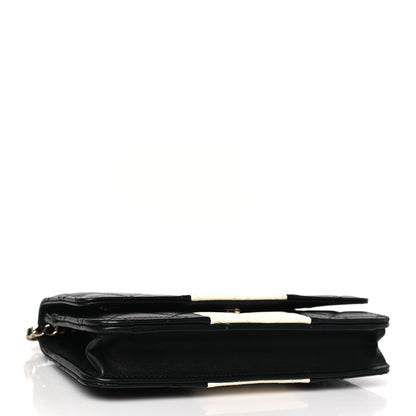 Chanel Lambskin Quilted Wallet On Chain WOC White Black 4 of 10