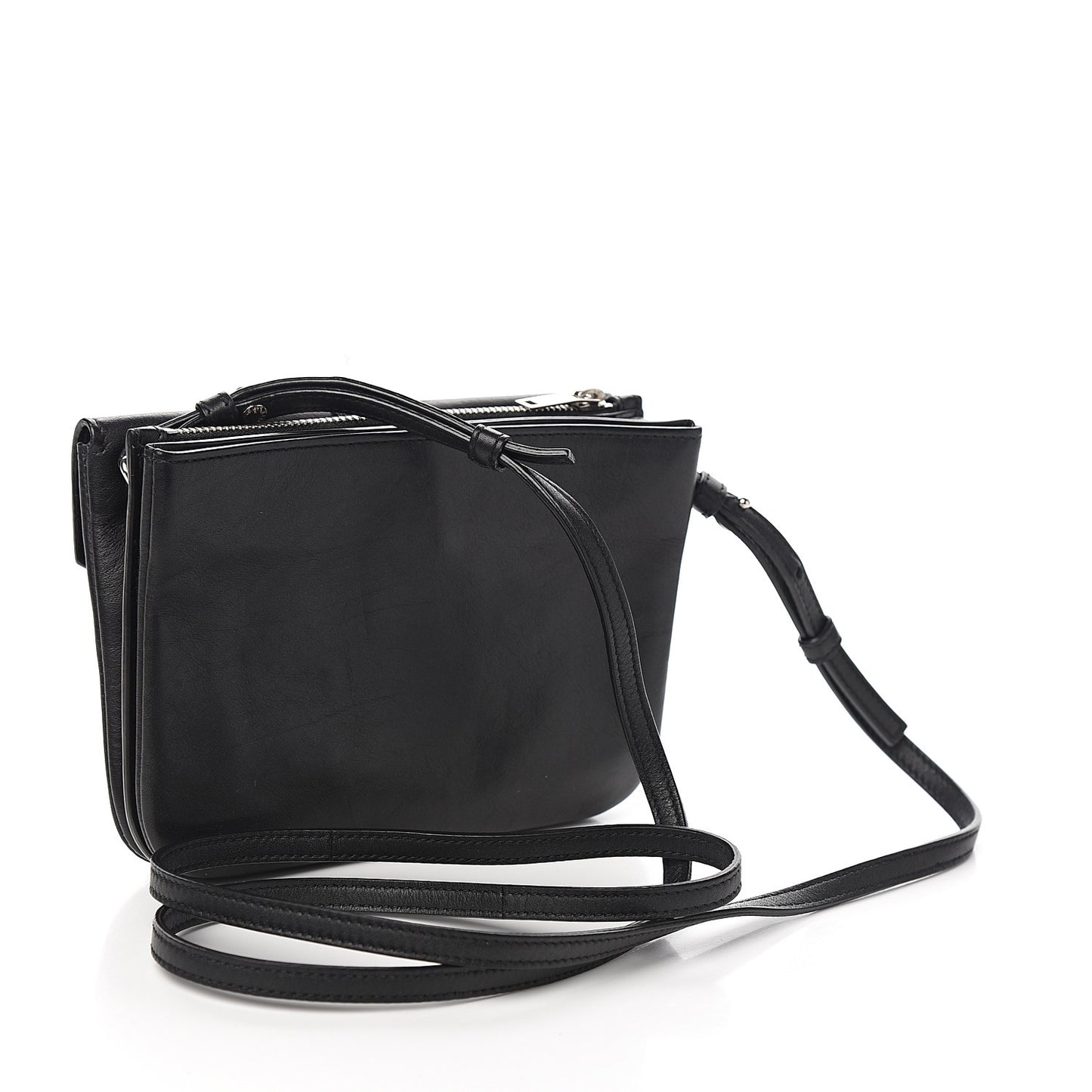 Calfskin Monogram Tri Pocket Crossbody Bag Black