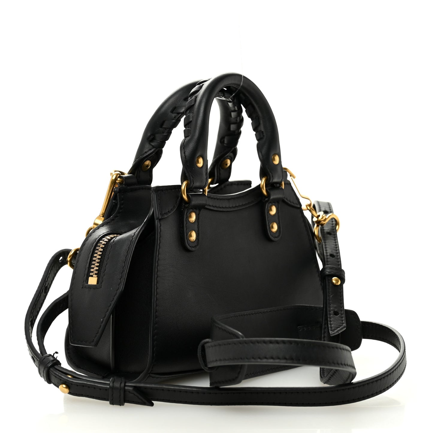 Smooth Calfskin Neo Classic Brass Hardware Nano City Crossbody Black