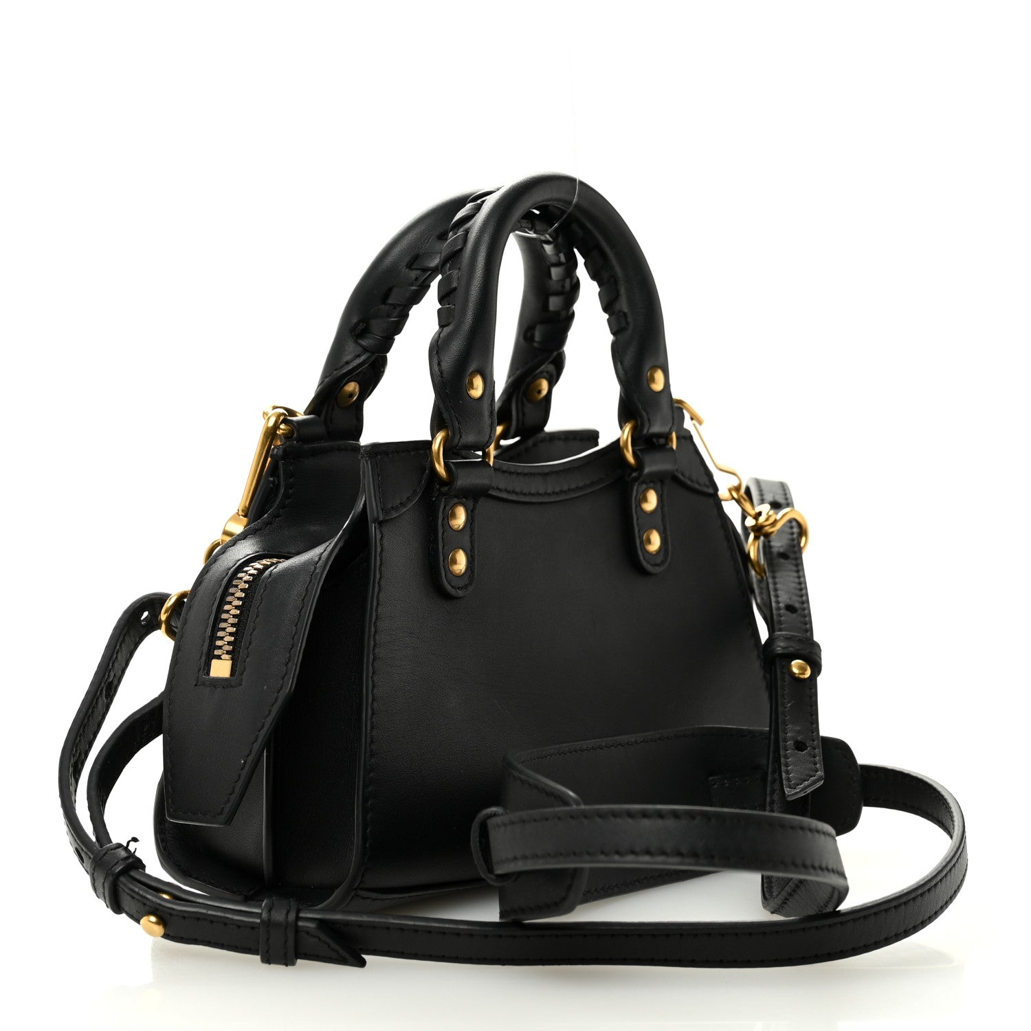 Balenciaga Smooth Calfskin Neo Classic Brass Hardware Nano City Crossbody Black 3 of 10