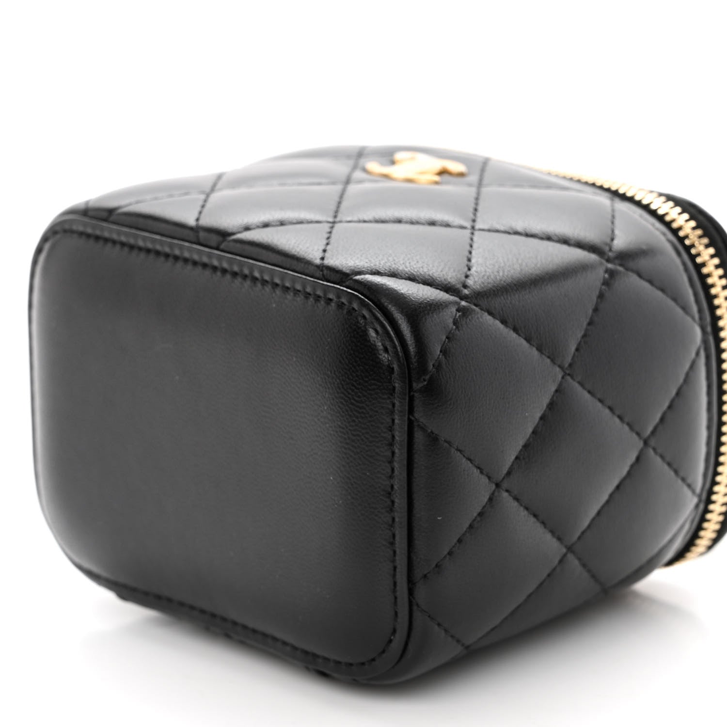 Chanel Lambskin Quilted Mini Pearl Crush Vanity Case With Chain Black 10 of 11
