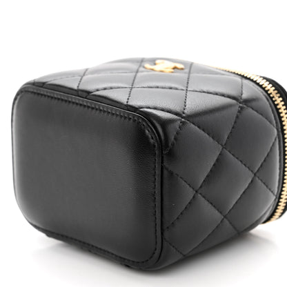 Chanel Lambskin Quilted Mini Pearl Crush Vanity Case With Chain Black 10 of 11