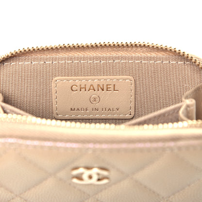 Chanel Iridescent Caviar Quilted Zip Around Coin Purse Wallet Beige 6 of 7