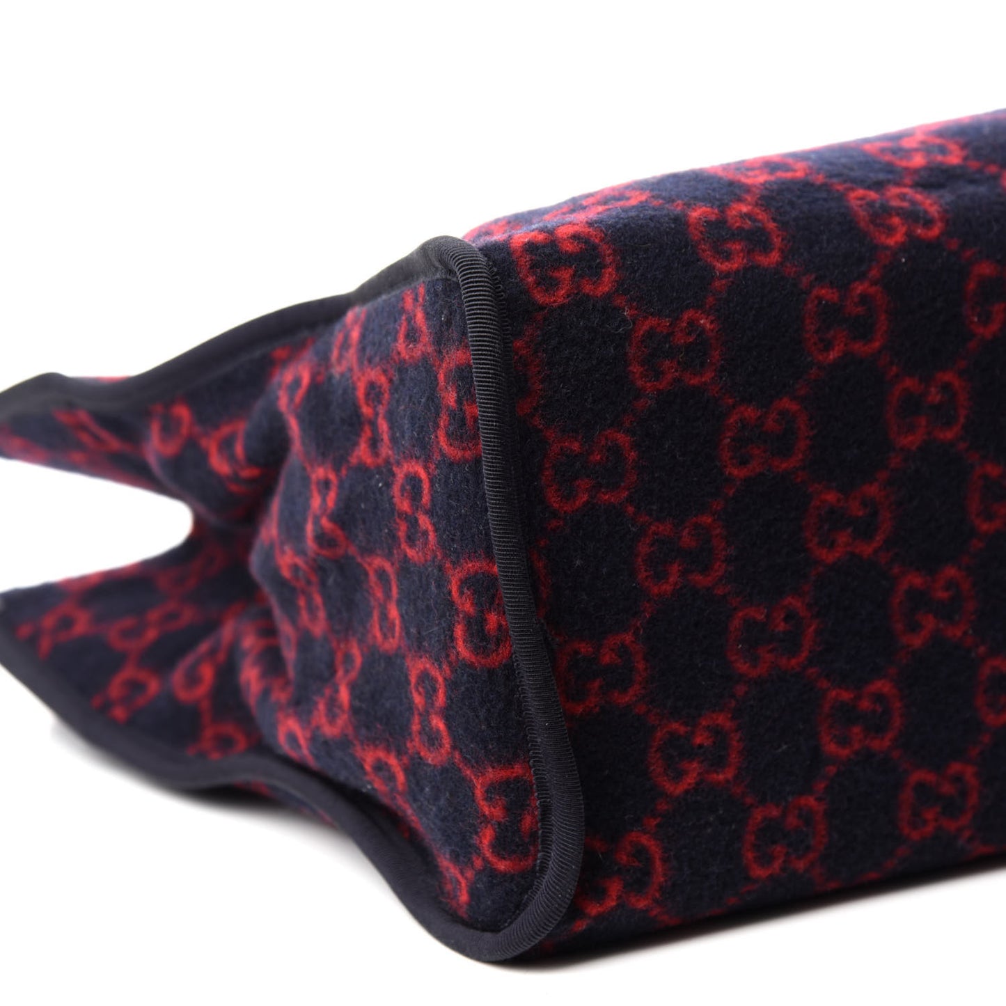Covered Wool Textured Dollar Calfskin GG Monogram Large Tote Bag Blue Red