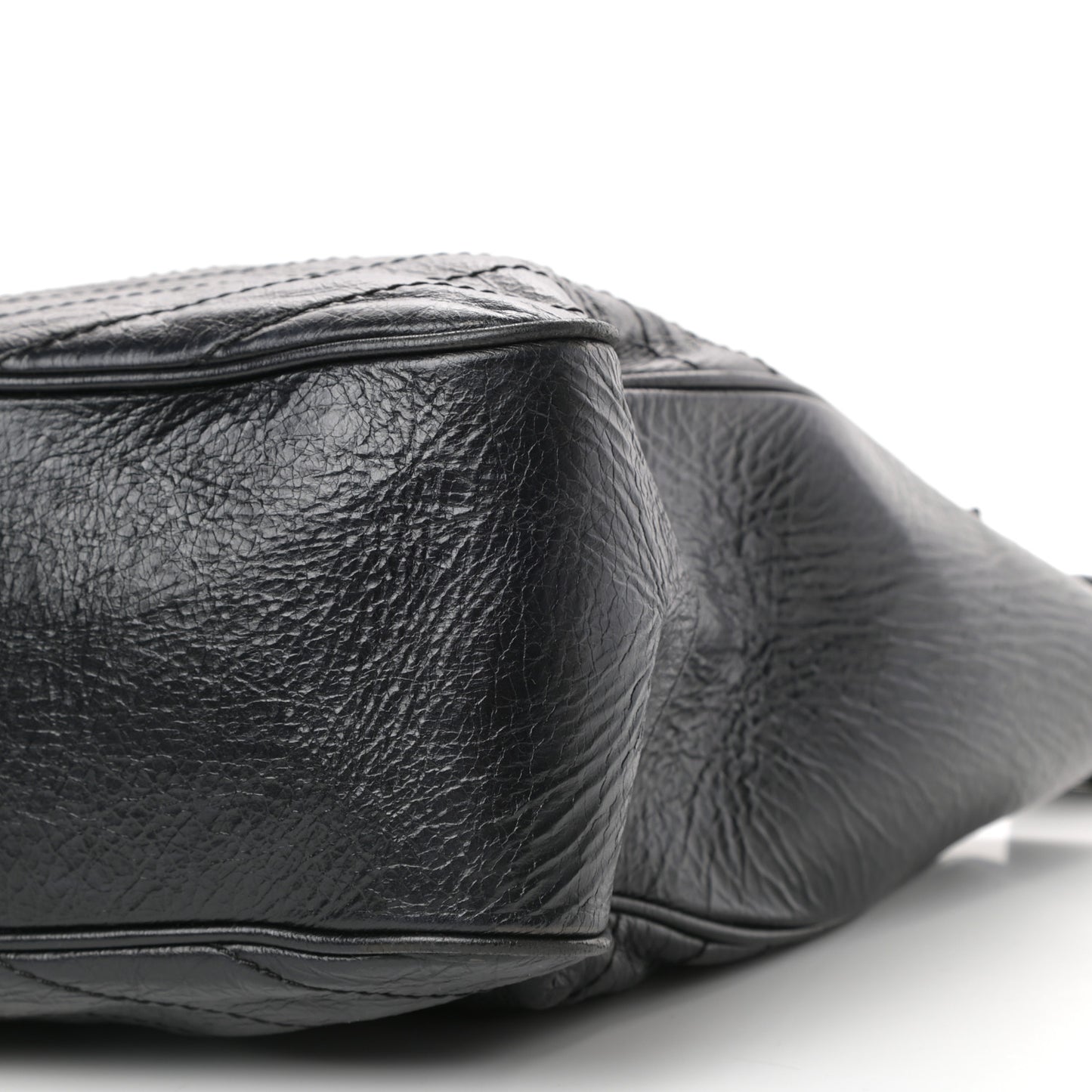 Crinkled Calfskin Matelasse Monogram Large Niki Shopping Tote Bag Black