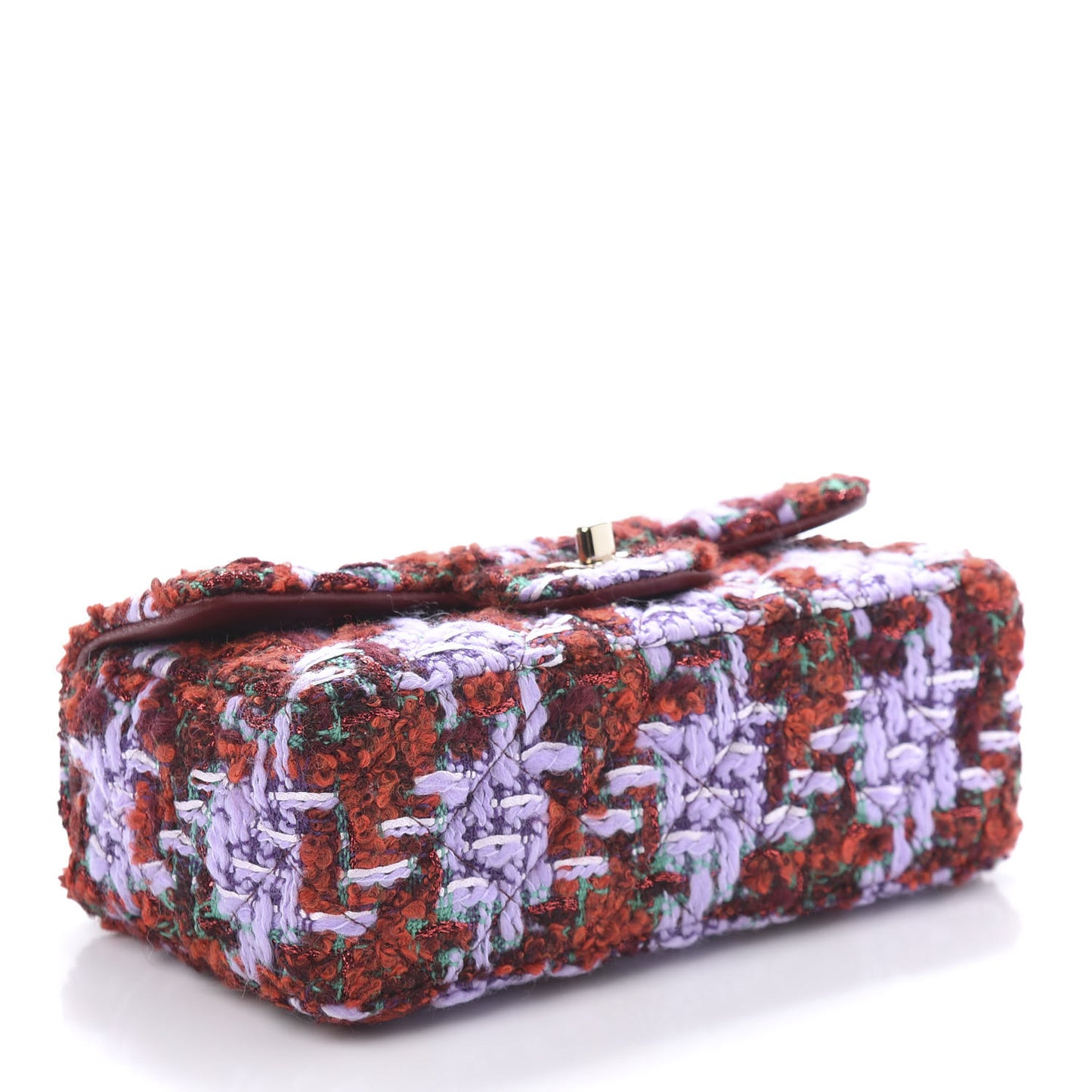 Tweed Quilted Mini Rectangular Flap Red Purple Green