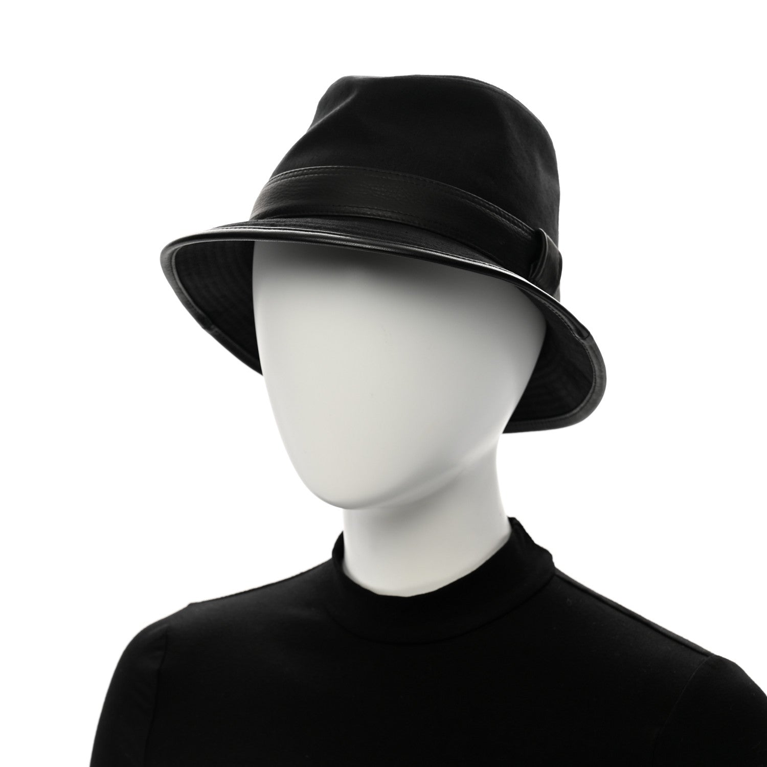 Hermes Linen Deerskin Fedora Hat 58 Black 2 of 12