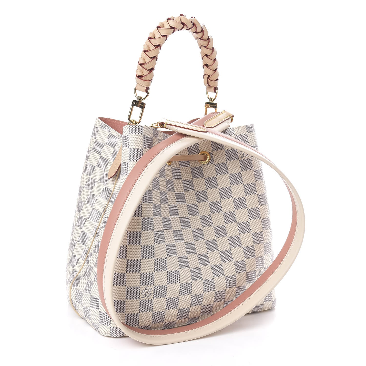 Louis Vuitton Damier Azur Braided Neonoe MM Peach Cream 3 of 10