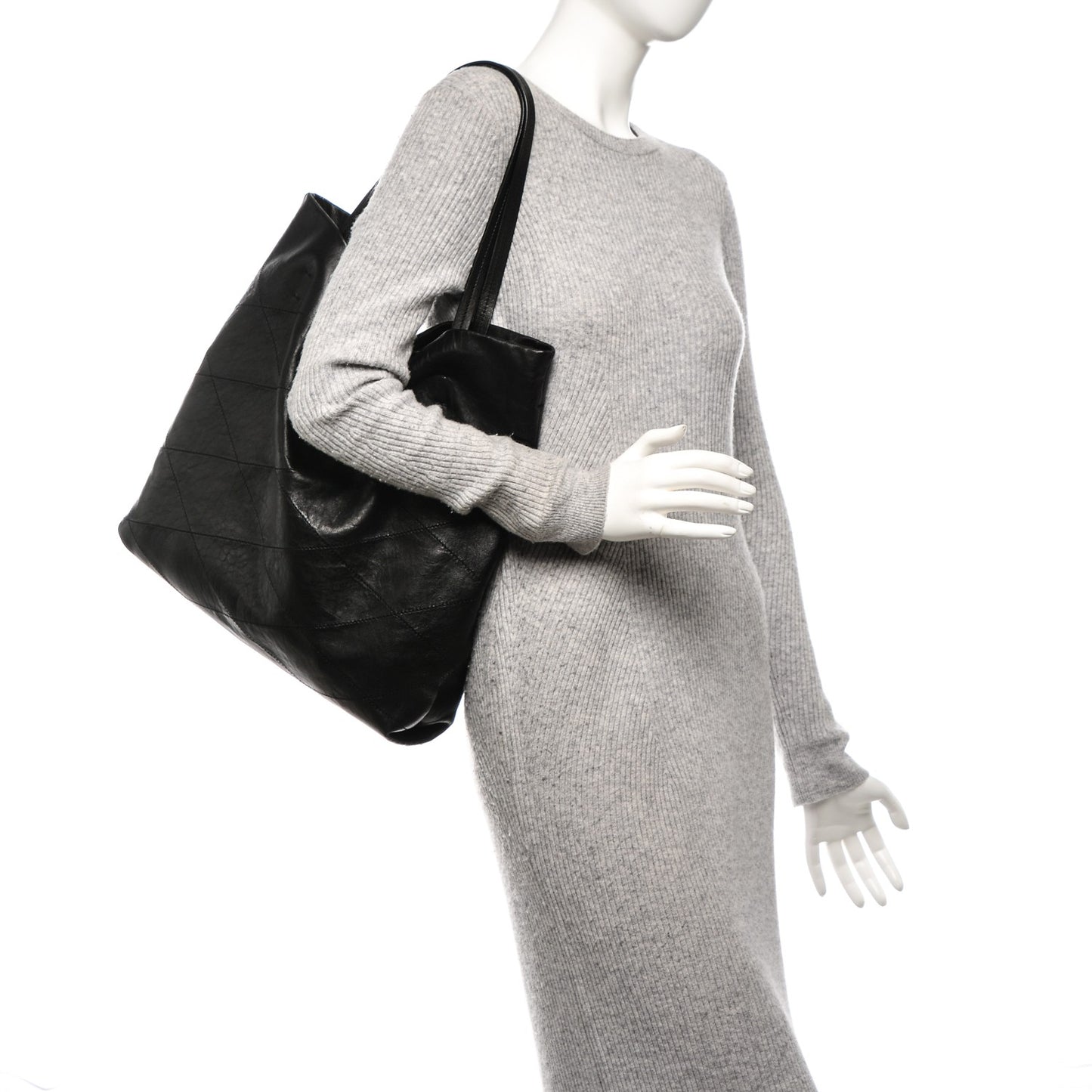 Lambskin Quilted Carry Me Tote Black
