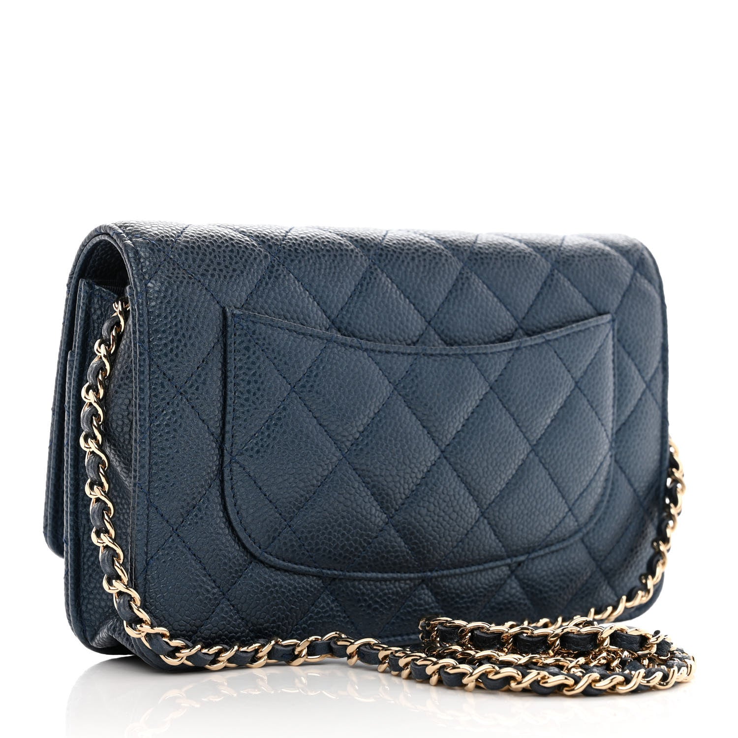 Chanel Iridescent Caviar Quilted Wallet On Chain WOC Blue 2 of 10