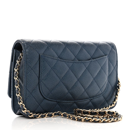 Chanel Iridescent Caviar Quilted Wallet On Chain WOC Blue 2 of 10
