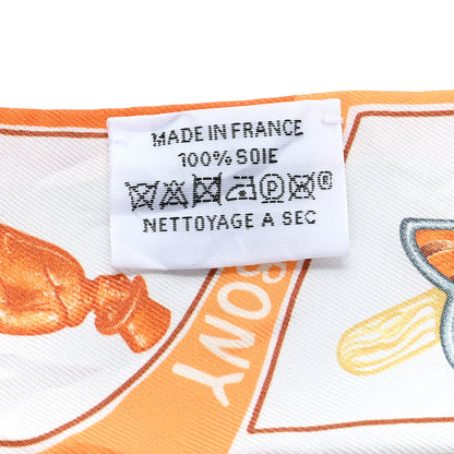 Hermes Silk Funny Ice Cream Twilly Orange Creme Beige 3 of 4