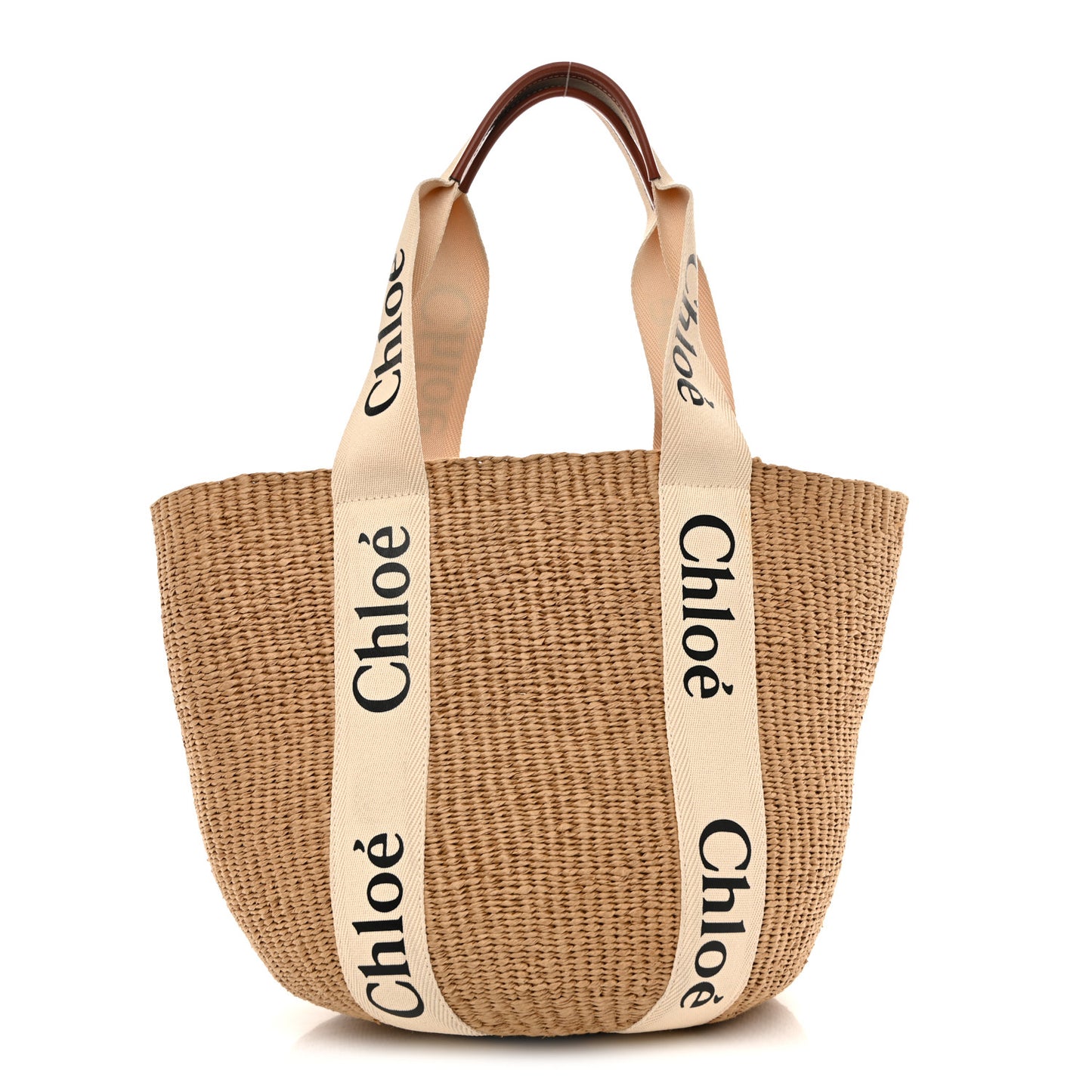 Raffia Large Woody Tote White