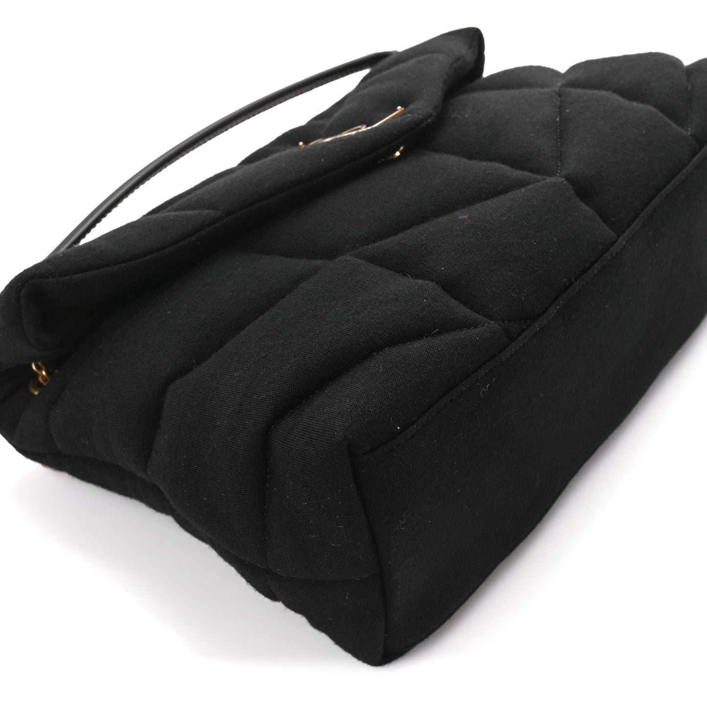 Wool Jersey Quilted Medium Loulou Puffer Monogram Chain Black