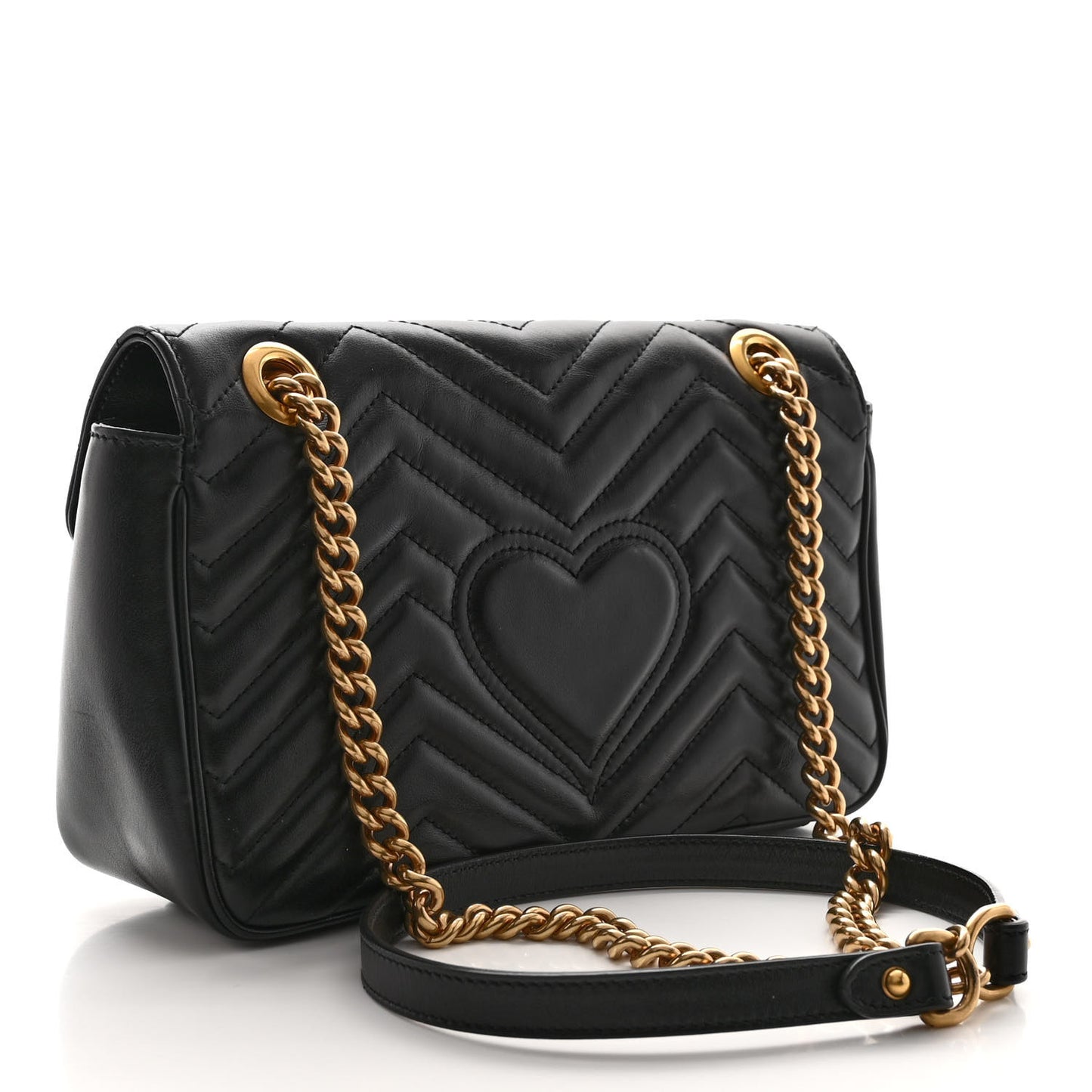 Calfskin Matelasse Small GG Marmont Shoulder Bag Black