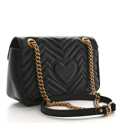 Gucci Calfskin Matelasse Small GG Marmont Shoulder Bag Black 3 of 9