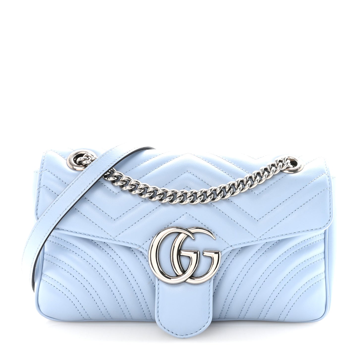 Calfskin Matelasse Small GG Marmont Shoulder Bag Porcelain Light Blue