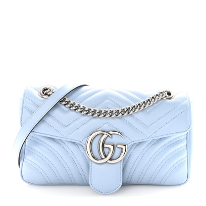 Gucci Calfskin Matelasse Small GG Marmont Shoulder Bag Porcelain Light Blue 1 of 10