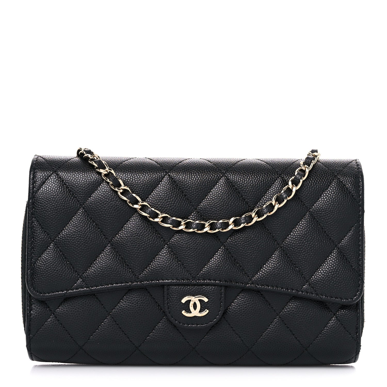 Chanel Caviar Quilted Phone Holder Wallet on Removable Chain Black 3 of 12