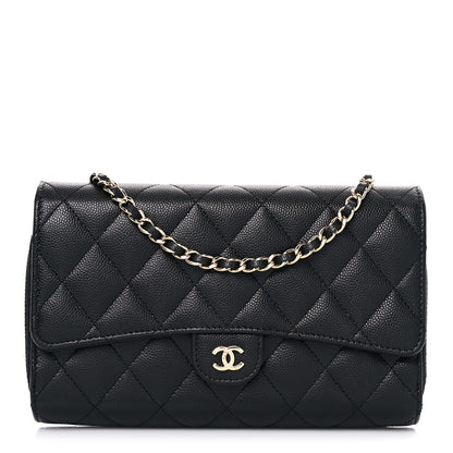 Chanel Caviar Quilted Phone Holder Wallet on Removable Chain Black 3 of 12