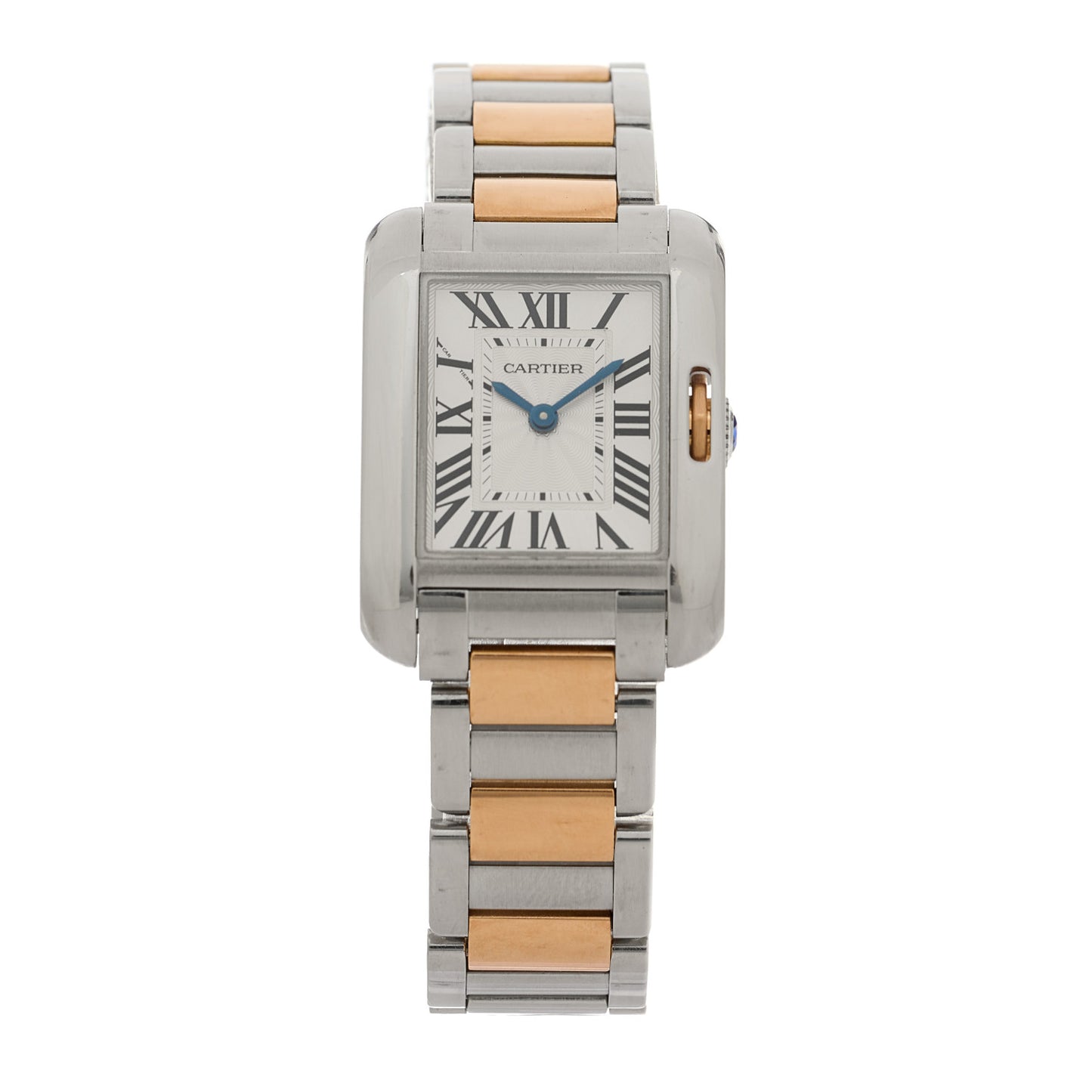 Stainless Steel 18K Pink Gold 23mm Tank Anglaise Quartz Watch