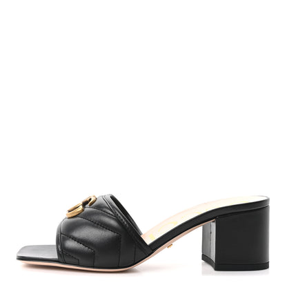 Gucci Nappa Matelasse GG Marmont 55mm Slide Sandals 36.5 Black 1 of 10