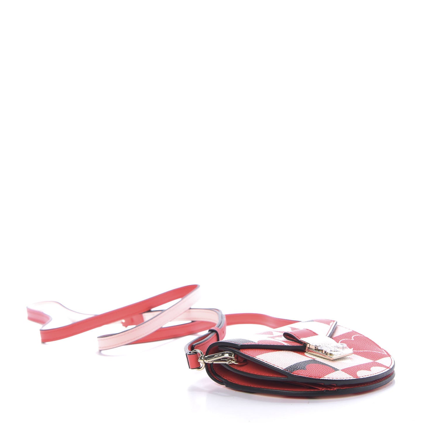 Calfskin Cubic Valentine Crossbody Wallet Multicolor