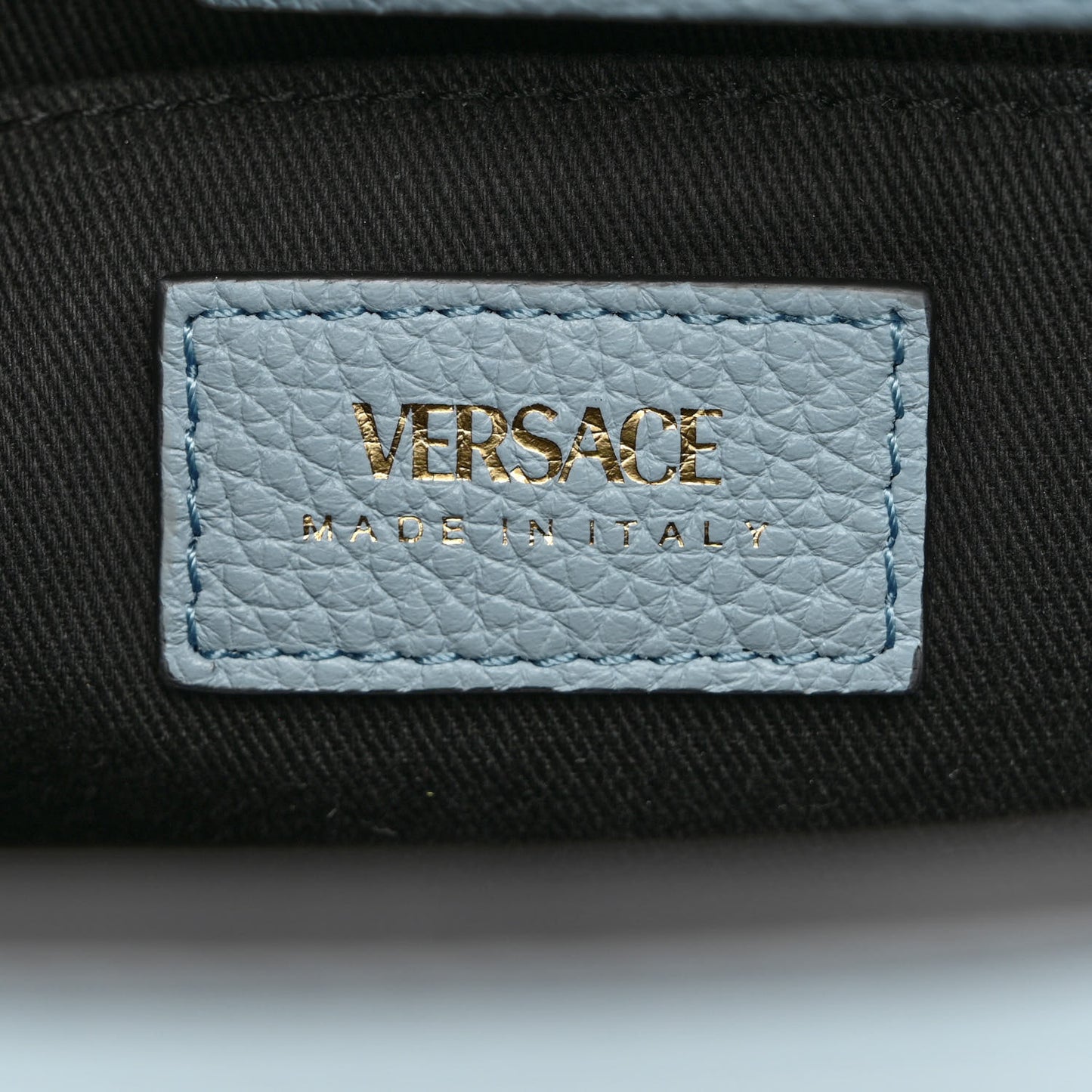 Grainy Calfskin Virtus Top Handle Tote Light Blue