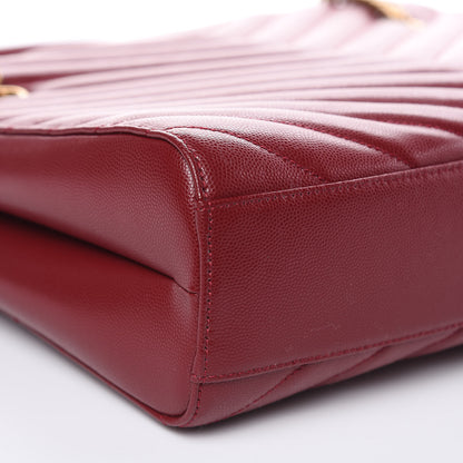 Saint Laurent Grain de Poudre Matelasse Chevron Medium Tribeca Shopping Bag Garnet 10 of 12