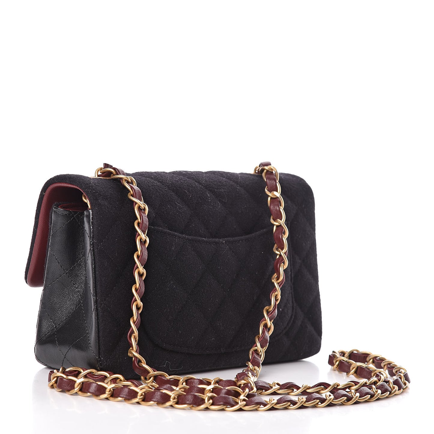 Felt Quilted Paris-Hamburg Charms Mini Rectangular Flap Black