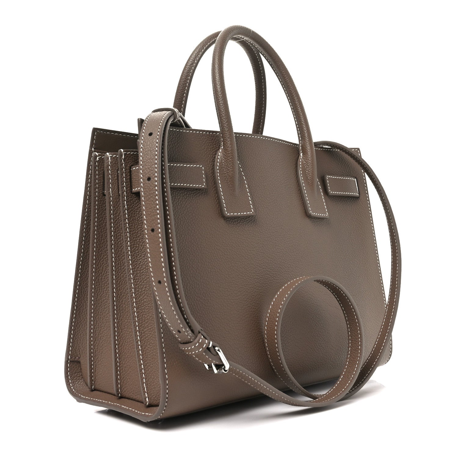 Saint Laurent Grained Calfskin Topstich Baby Sac De Jour Taupe 2 of 10